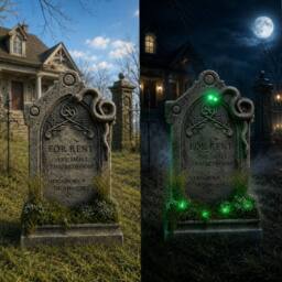 "Samuel Alexander 60cm (2ft) ""For Rent"" Halloween Graveyard Tombstone with LED Lights" - thumbnail 3