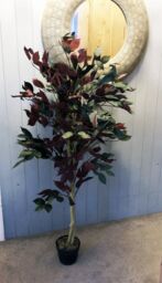 Leaf 120cm (4ft) Artificial Dark Red Green Ficus Plant - Extra Large - thumbnail 3