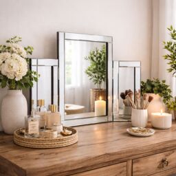 Marco Paul Large Tri-Fold Dressing Table Mirror in Silver - thumbnail 7