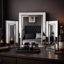Marco Paul Large Tri-Fold Dressing Table Mirror in Silver - thumbnail 8