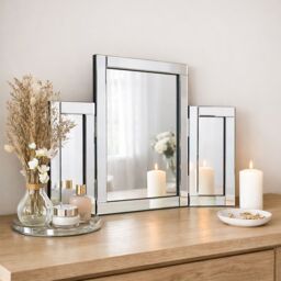 Marco Paul Large Tri-Fold Dressing Table Mirror in Silver - thumbnail 9