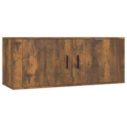 Berkfield Home Wall-mounted TV Cabinets 2 pcs Smoked Oak 100x34.5x40 cm in Brown - thumbnail 4