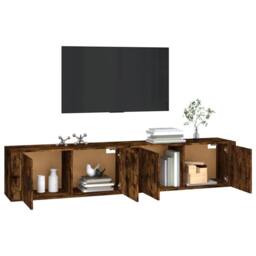 Berkfield Home Wall-mounted TV Cabinets 2 pcs Smoked Oak 100x34.5x40 cm in Brown - thumbnail 3
