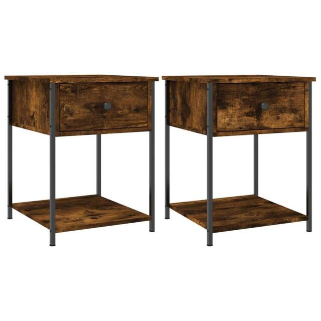 Berkfield Home Bedside Tables 2 pcs Smoked Oak 44x45x58 cm Engineered Wood in Brown - Size: 44 x 45 x 58 cm - image 1
