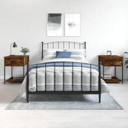 Berkfield Home Bedside Tables 2 pcs Smoked Oak 44x45x58 cm Engineered Wood in Brown - Size: 44 x 45 x 58 cm - thumbnail 2