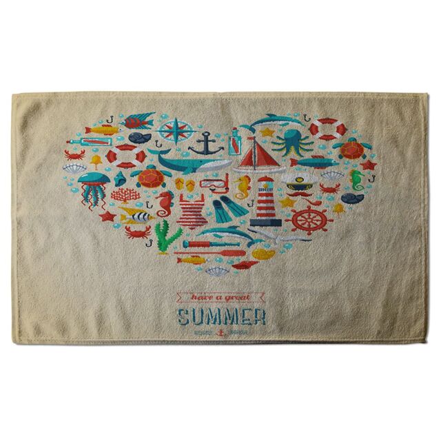 Benjamin Tate Design Love Heart Of Sealife & Nautical Items Soft Bath Towel in Red - image 1