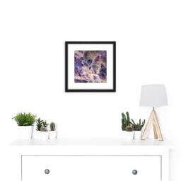 Artery8 Abstract Gem Stone Purple 8X8 Inch Square Wooden Framed Wall Art Print Picture with Mount in Black - thumbnail 2