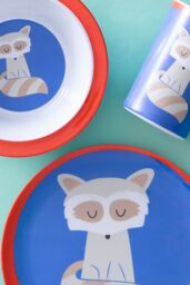 Orsina Vibrant Kids Ralph Raccoon 3 Piece Dinner Set, Durable Children Dining Set, Compact Raccoon Dining Set - thumbnail 2