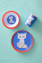 Orsina Vibrant Kids Ralph Raccoon 3 Piece Dinner Set, Durable Children Dining Set, Compact Raccoon Dining Set - thumbnail 3