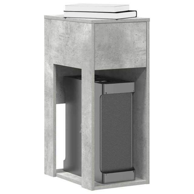 Berkfield Home Computer Tower Stand with Drawer Concrete Grey 30x44x74 cm - Size: 30 x 44 x 74 cm - image 1