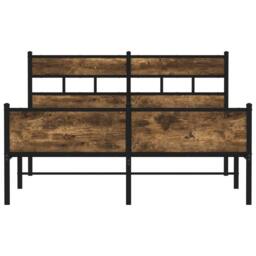Berkfield Home Bed Frame without Mattress Smoked Oak 140x200 cm Engineered Wood in Brown - thumbnail 4