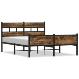 Berkfield Home Bed Frame without Mattress Smoked Oak 140x200 cm Engineered Wood in Brown