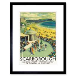 "Artery8 Travel Tourism Scarborough Beach Resort Yorkshire UK Framed Art Print - Size: W12"" x H16""" - thumbnail 1