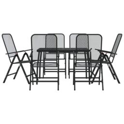 Berkfield Home 7 Piece Garden Dining Set Anthracite Metal Mesh in Black - thumbnail 2