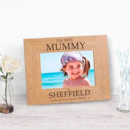 Uniqueful Personalised THE BEST Wood Picture Frame 6 x 4 Mothers Day Mum in Brown - Size: 1 Pack - thumbnail 1