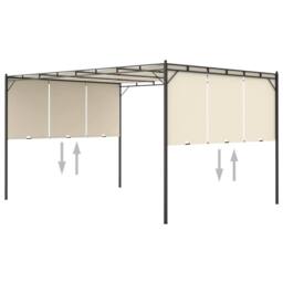 Berkfield Home Durable Garden Gazebo with Side Curtain 4x3x2.25 m Cream in Beige - thumbnail 6