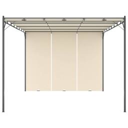 Berkfield Home Durable Garden Gazebo with Side Curtain 4x3x2.25 m Cream in Beige - thumbnail 3