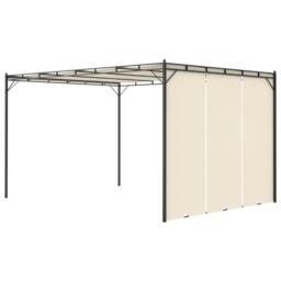 Berkfield Home Durable Garden Gazebo with Side Curtain 4x3x2.25 m Cream in Beige - thumbnail 4