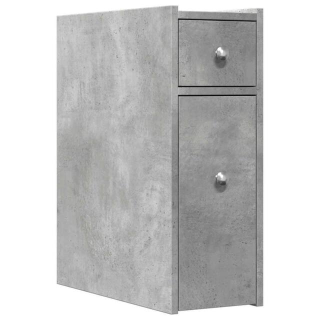 Berkfield Home Narrow Bathroom Cupboard with Wheels Concrete Grey Engineered Wood - image 1