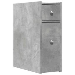 Berkfield Home Narrow Bathroom Cupboard with Wheels Concrete Grey Engineered Wood - thumbnail 1
