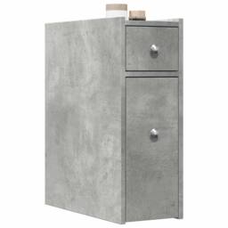 Berkfield Home Narrow Bathroom Cupboard with Wheels Concrete Grey Engineered Wood - thumbnail 2