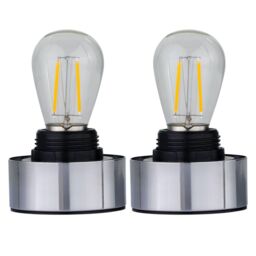 First Choice Lighting Set of 2 Porter - Chrome Battery Operated Lamp Bases Only in Silver - thumbnail 1