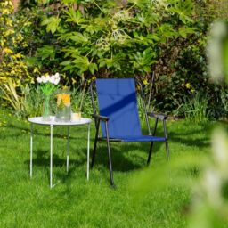 Harbour Housewares Folding Metal Beach Chairs - Matt Black - Pack of 2 in Navy - thumbnail 6