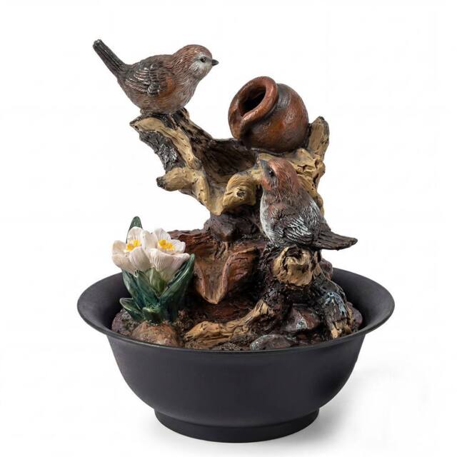 Spector Water Feature, Indoor Fountain with LED Light, Resin, Black - image 1