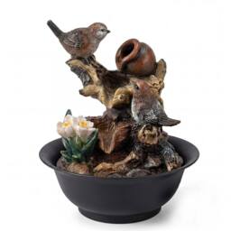 Spector Water Feature, Indoor Fountain with LED Light, Resin, Black - thumbnail 1