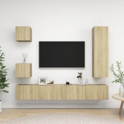 Berkfield Home 5 Piece TV Cabinet Set Sonoma Oak Engineered Wood in Brown - thumbnail 1