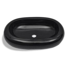 Berkfield Home Ceramic Bathroom Sink Basin Black Oval - thumbnail 4