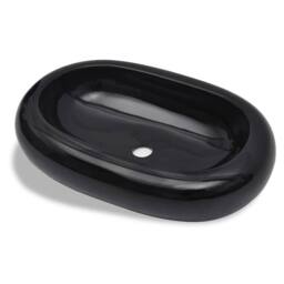 Berkfield Home Ceramic Bathroom Sink Basin Black Oval