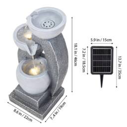 Living and Home Solar-Powered Water Fountain Outdoor Gardening Decor in Light Grey - thumbnail 2