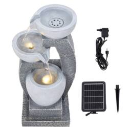 Living and Home Solar-Powered Water Fountain Outdoor Gardening Decor in Light Grey - thumbnail 1