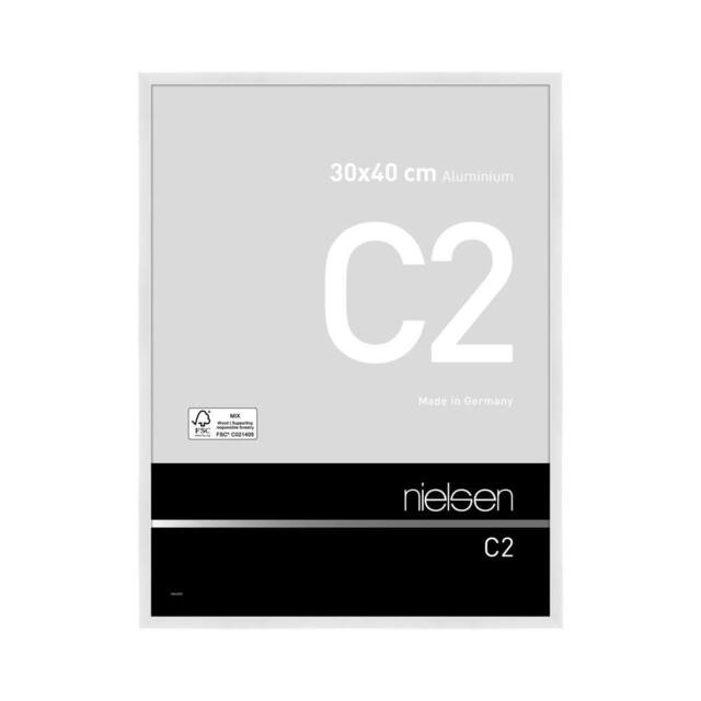 nielsen C2 Aluminium Picture Frame 30x40cm - Float Glass & Push/Turn Clips in White - Size: 30x40 cm