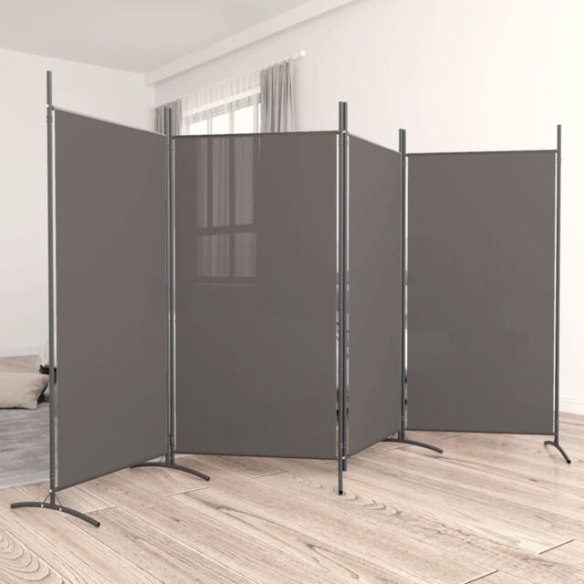 Berkfield Home 4-Panel Room Divider Anthracite 346x180 cm Fabric in Black - image 1
