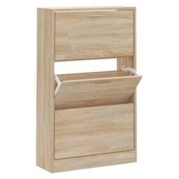 Berkfield Home Shoe Cabinet Sonoma Oak 63x24x103 cm Engineered Wood in Tan - Size: 63 x 24 x 103 cm
