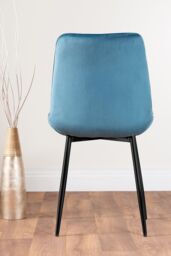 FurnitureboxUK Carson White Marble Effect Dining Table & 6 Pesaro Black Leg Chairs in Blue - thumbnail 6