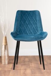 FurnitureboxUK Carson White Marble Effect Dining Table & 6 Pesaro Black Leg Chairs in Blue - thumbnail 4
