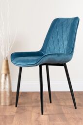 FurnitureboxUK Carson White Marble Effect Dining Table & 6 Pesaro Black Leg Chairs in Blue - thumbnail 9