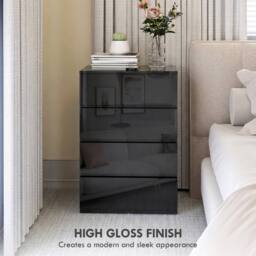 HOMCOM Bedroom Chest of Drawers, 4 Drawers Dresser, Drawer Unit, Black - thumbnail 5