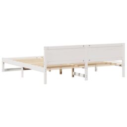 Berkfield Home Bed Frame White Wood 200 x 200 cm Durable Minimalist Bed Frame - thumbnail 8