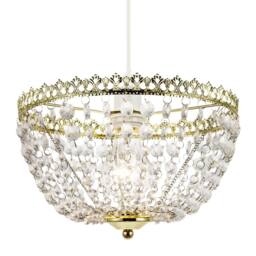 Happy Homewares Circular Crown Pendant Shade in Polished Gold with Clear Acrylic Beads - thumbnail 2