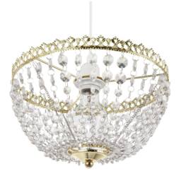 Happy Homewares Circular Crown Pendant Shade in Polished Gold with Clear Acrylic Beads - thumbnail 5