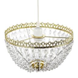 Happy Homewares Circular Crown Pendant Shade in Polished Gold with Clear Acrylic Beads - thumbnail 4