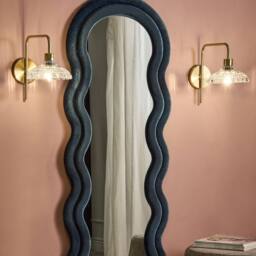 Wyld and Coco Wall Lamp Gold Iron Patterned Glass Drum Shade Modern Industrial - thumbnail 1