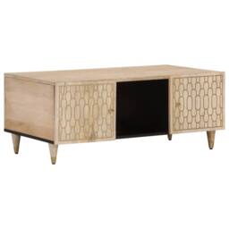 Berkfield Home Beautiful Coffee Table 100x54x40 cm Solid Wood Mango in Light Brown - Size: 100 x 54 x 40 cm - thumbnail 2