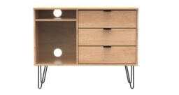 Ready Assembled 2 U Fuji 3 Drawer TV Unit (Ready Assembled) in Natural - Size: Medium - thumbnail 2
