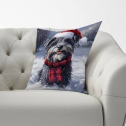 Warren Reed - Designer Christmas Skye Terrier Cushion in Grey - Size: 45 cm x 45 cm - thumbnail 3