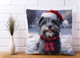 Warren Reed - Designer Christmas Skye Terrier Cushion in Grey - Size: 45 cm x 45 cm - thumbnail 2